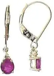 [Gin & Grace] 10K white Gold Mozambique Genuine Ruby Earrings with Diamonds for women | Ethically, authentically & organically sourced (Oval) shaped Ruby hand-crafted jewelry for her | Ruby Earrings for women