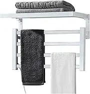 Towel Warmer 4 Bars, Electric Heated Towel Rack Plug-in/Hardwired, Wall Mounted Towel Warmer with Top Shelf, Electric Heated Towel Rail for Bathroom (Color : B, Size : Left)