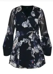 City Chic Small Dress Gemma Plus Size 16 Navy Floral