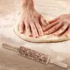 Dough Rolling Pin Non-slip Engraved Portable Effortless Dough Rollers Wooden