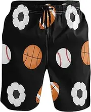 [GuoChe] Mens Funny Swim Trunks Ball Patterns Colored Quick Dry Bathing Suits Board Shorts Mens Swim Trunk Pants with Mesh