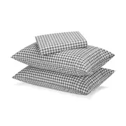250 Thread Count Gingham Cotton Sheet Set - Double Bed, Grey