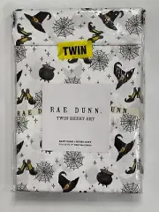 Rae Dunn Cauldrons, Witch Hat Halloween Sheets (Fitted, Flat & Pillow Case) TWIN