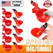 10x Poultry Drinking Cup Chicken Duck Plastic Automatic Water Dispenser 2-Sizes