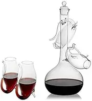 Crystal Port, Sherry and Dessert Wine Glasses Sippers & Decanter, Cordial Schooner Sippers Aperitif & Nosing Copitas Tasting - After Dinner Drink Glassware Glasses Set of 4 3 oz Sippers with Carafe
