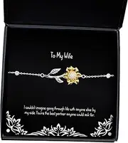 New Wife present/Gift, I Couldn't Imagine Going Through Life with Anyone Else by My Side. You're, Wife Sunflower Bracelet from Husband, Birthday Present, Gift Ideas, Unique Gifts, Personalized Gifts,