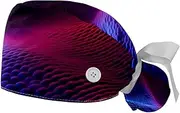 [YTYVAGT] 2-Pc,Gourd-Shaped Working Cap,Fisherman Hat with Buttons and Cotton Sweatband,Abstract Purple Wave Art Pattern