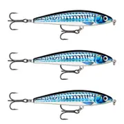 3x Rapala 10cm X Rap Magnum Prey Lipless Hard Body Fish Lures - HD Sil Blu Mack