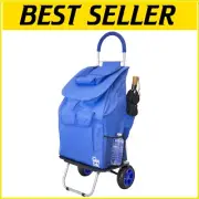 Durable Blue Grocery Trolley Dolly with Heavy-Duty Wheels & Comfort Handle