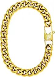 [18k Dubai] 18k Gold Plated Cuban Link Chain Bracelet For Men + Gift Bag