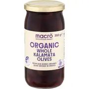 Macro Organic Olives Whole Greek Kalamata 350g