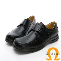 在飛比找Yahoo奇摩購物中心優惠-GEORGE 喬治-商務系列 魔鬼氈素面紳士方頭皮鞋-黑