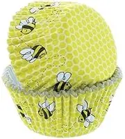 Baked with Love Honeycomb Baking Cupcake Cases, Greaseproof Paper Baking Cups - Pack of 50, Yellow, 0650183