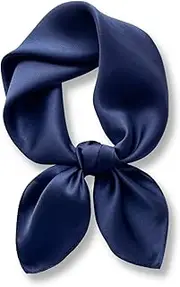 [PoeticEHome] Solid Color Mulberry Silk Scarf - Lightweight 27" Square Neckerchief for Women Neck Hair Head in Gift Wrapped