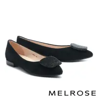 在飛比找momo購物網優惠-【MELROSE】美樂斯 璀璨時髦晶鑽方釦羊麂皮尖頭低跟鞋(