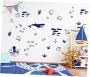 Undersea Wall Decals Set, Vinyl Wall Decals, Bubble Decals, Modern Kids Room