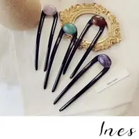 在飛比找momo購物網優惠-【INES】天然石髮簪 U型髮簪/韓國設計優雅氣質復古天然石