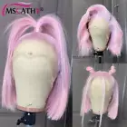 Pink Colored Lace Front Wig Mint Green Bob Human Hair Wigs 613 Blonde Platinum