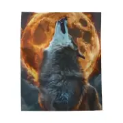 Howling Wolf Velveteen Plush Blanket - Cozy Lunar Night Design