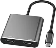 Hisekaai Links USB C to Dual HDMI Adapter 4K@60Hz, USB C to HDMI Splitter for Dual Monitors Support Dual 4K@30Hz, Type C to HDMI Splitter Extended Display Compatible for USB C 3.0/3.1 (2 in 1)