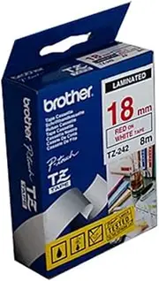 Brother TZe242 Labelling Tape, 18 mm x 8 Meter, Red on White Tape