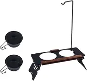 Dog Food Bowl Stand | Portable Metal Dog Bowl Stand With Lamp Rack | Cat Feeding Watering Supplies For Camping Car Show Mountaineering Outdoor Indoor