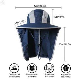 Wide Brim Sun Hat with Neck Flap Men Women UV Protection Sun