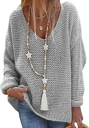 [DGHM-JLMY] Women's V Neck Hollow Cable Knit Pullover Sweaters Fashion Solid Hollow Out Sweater Crochet Trendy Winter Pullover