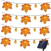 Fall Decor Solar Pumpkin Maple Leaf String Lights Outdoor, 50LED 30ft Fall