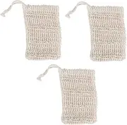 MUSISALY 3Pcs Natural Soap Saver Pouch Exfoliating Foaming Net with Hanging Strap for Easy Drying Soap Holder for Bath and Shower Random Colors