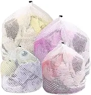 Geecol Pack of 4 Different Sizes Laundry Bags, Mesh Wash Bags with Draw String, Storage Bags, Three Layer Washing Machine Bag with Drawstring Closured Design for Underwear,Sock, Baby Toys