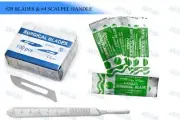 PACK OF 100 SCALPEL BLADES #20 + #4 SCALPEL HANDLE SURGICAL KNIFE