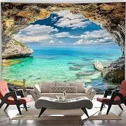 BSFHH Natural Scenery Tapestry Wall Hanging Landscape Tapestry Bedroom Living room Wall Art Tapestry (Cave Cliff, 90" × 70", Unframed)