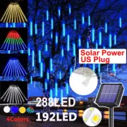 192/288 LED Solar Lights Meteor Shower Rain Tree String Light Garden Xmas Party