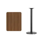 24" x 30" Walnut Laminate Table Top With Base - Bar Height Restaurant Table