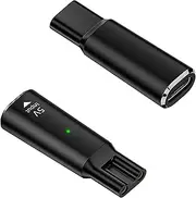 tunghey 2Pack 5V Type-C Shaver Adapter Converter Head Compatible with Multiple Models Easy to Carry, with Indicator Light,Without Charger Cord (Black, 5v-Oval)