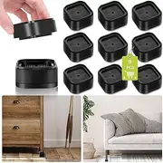 Yookwutar 9 Pack Furniture Risers 1 Inch, Adjustable Bed Risers Heavy Duty for Table Desk Couch Chair Sofa Cabinet Bed Legs Dorm, Square Stackable Bed Raisers Blocks Lift Height 1", 2" or 3", Black