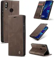 [Cracedily] Mobile Phone Case for Huawei P Smart 2019 / Honor 10 Lite Case, Flip Case Premium Leather Flip Case Magnetic Card Slot Stand Function Flip Case Protective Cover Coffee
