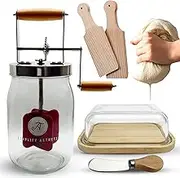 Butter Churn - Butter Dish with lid, Cheese Cloth, Two Butter Paddles, Butter Knife Spreader - Butter Churner - Create Your Delicious Homemade Butter with Our Butter Maker