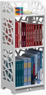 Small Bookshelf for Small Spaces, Bookcase with 3 Tier 2 Shelf Bookcases Bookshe