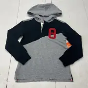 Wonder Nation Gray Black Long Sleeve Hooded Short 3/4 Front Button Top Boys XS