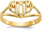 [JewelryWeb] 14k Yellow Gold Solid Polished Mom Love Heart Ring Size 5.5 Statement-Ring for Women
