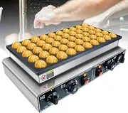 Mini Dutch Pancake Baker, Commercial Electric Nonstick Waffle Maker Machine, 50-hole Donut Maker Machine Electric Pancake Maker, With 2 Thermostats & 2 Timers Separate Control