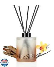 MandSENSE Sandalwood and Vanilla Reed Diffuser Set - 16.9 fl oz Long-Lasting