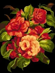 "Roses" Printed Canvas for Cross Stitch Tapestry Gobelin C129J