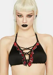 [Devil Fashion] Crisscross Plaid Bikini Top