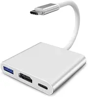 USB C to HDMI Adapter With 4K Video Converter, USB 3.0 Port, Charging Port - Mac Digital AV MultiPort Adapter Compatible With USB Type-C Devices
