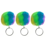 3x GoGoPo Fluffy Neon 6.5cm Keyring Pompom Fun Arts Cute Key Chain 3y+ Kids