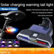 LED Luces de Advertencia Traseras solares para bicicletas USB Recargables 7 modo