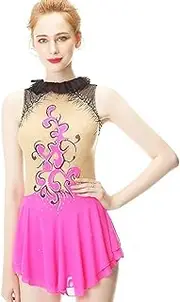[Zagitova] Figure Skating Dress for Girls Graceful Patchwork Ice Competition Dance Outfits with Shiny Rhinestone